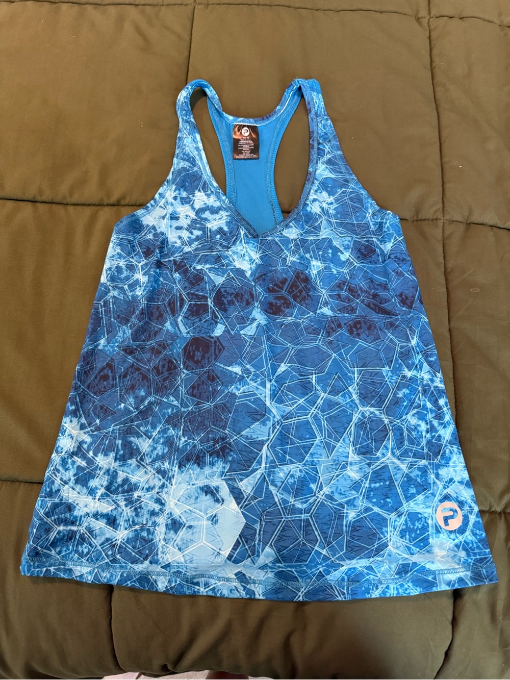 Pelagic Blue Hex-Print Racerback Tank
